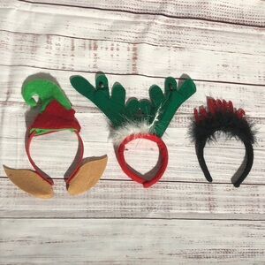 Set of 3 Holiday Costume Headbands. Bah Humbug Elohim Antlers for kids or adults